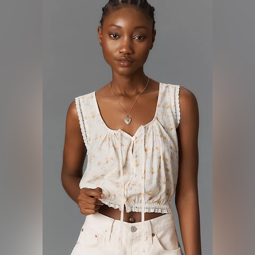 Greylin Edna Floral Cropped Blouse NWT​